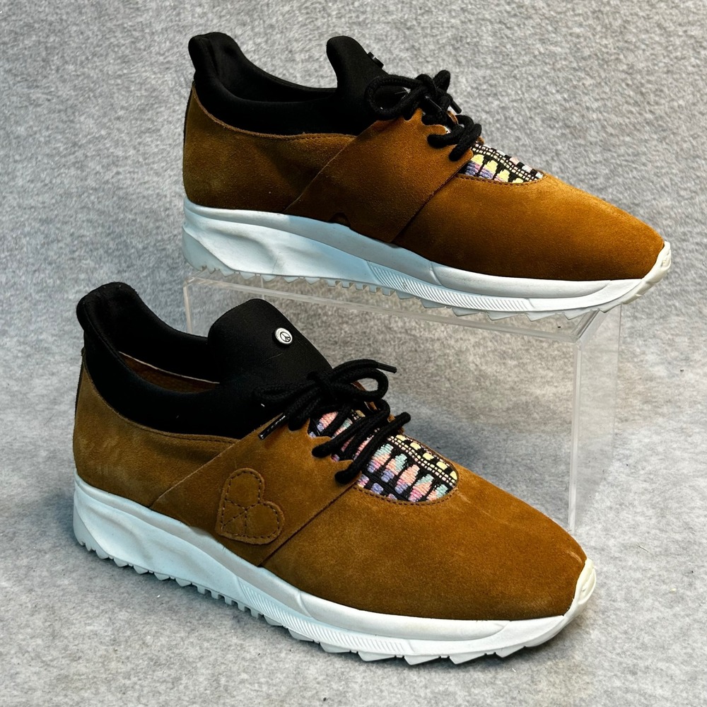 New Dolfie‎ Paradise Brown Suede Heart Sneakers EU 38 US 8 Women's Casual Shoes